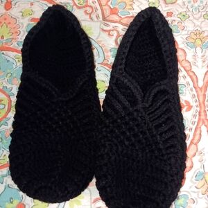 Handmade Black Crochet Slippers